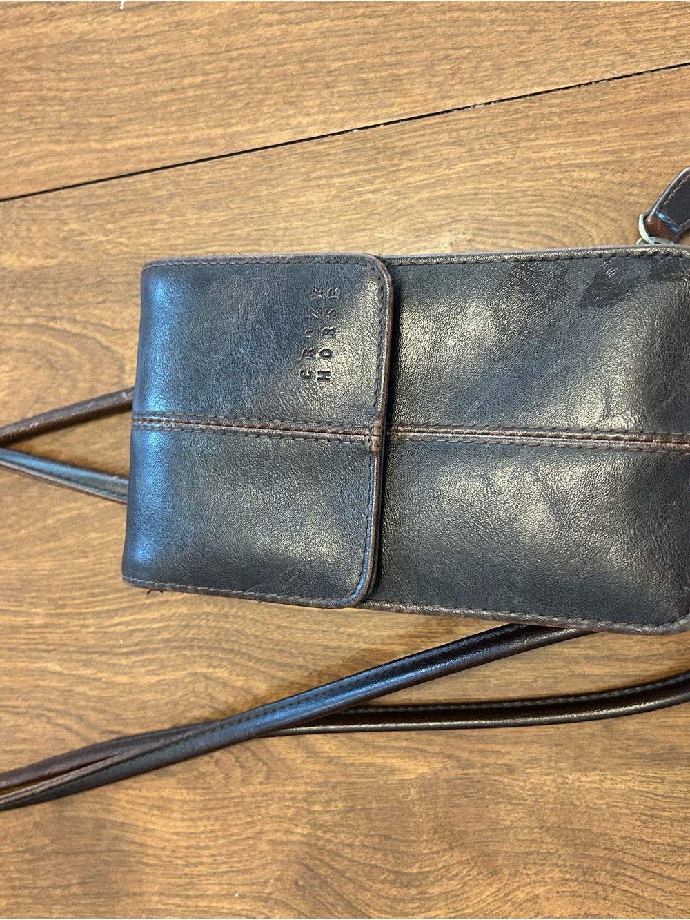 Crazy Horse by Liz Claiborne Leather Crossbody Phone Pouch - Dark Brown